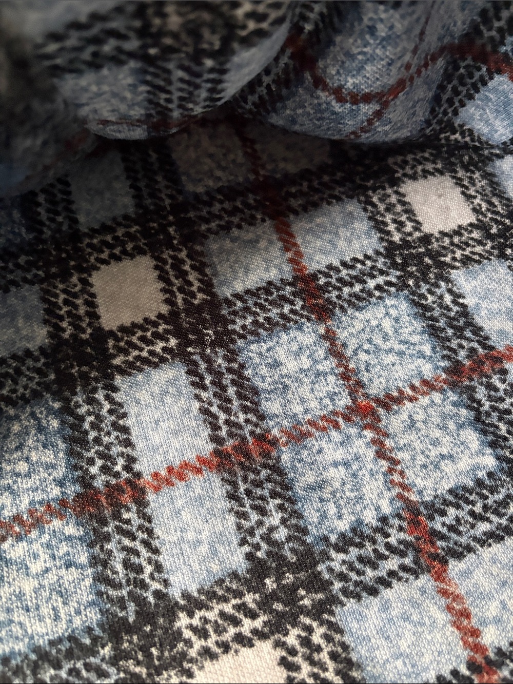 Lands' End Blue and Black Plaid Sherpa Button-Down Jacket Babe - Picture 7 of 9